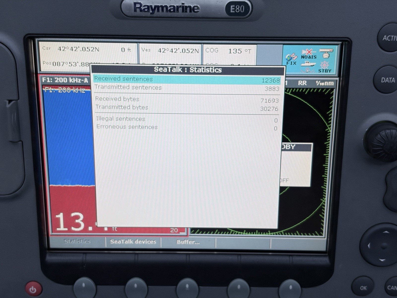 Raymarine E80 Classic GPS Chartplotter Multifunction Display W/ Cover; Tested