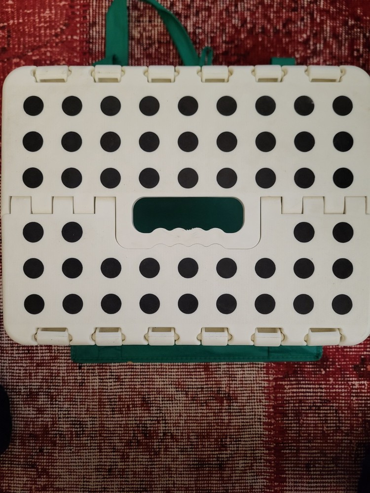 White Plastic Folding Step Stool With Handle, Thin profile, Lightly used