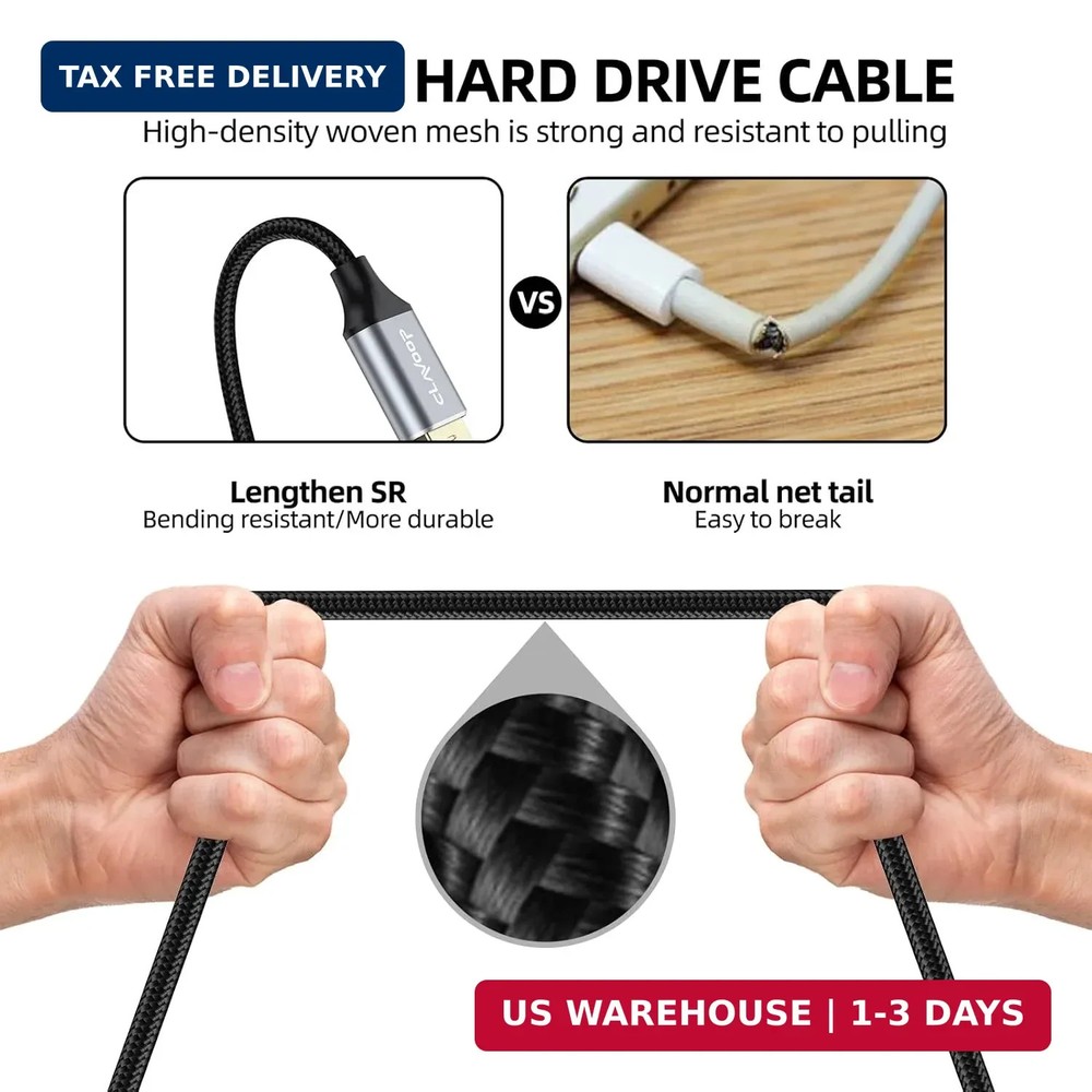 USB 3.0 Micro B Cable 1.5 FT, External Hard Drive Cable 5 Gbps High-Speed USB A