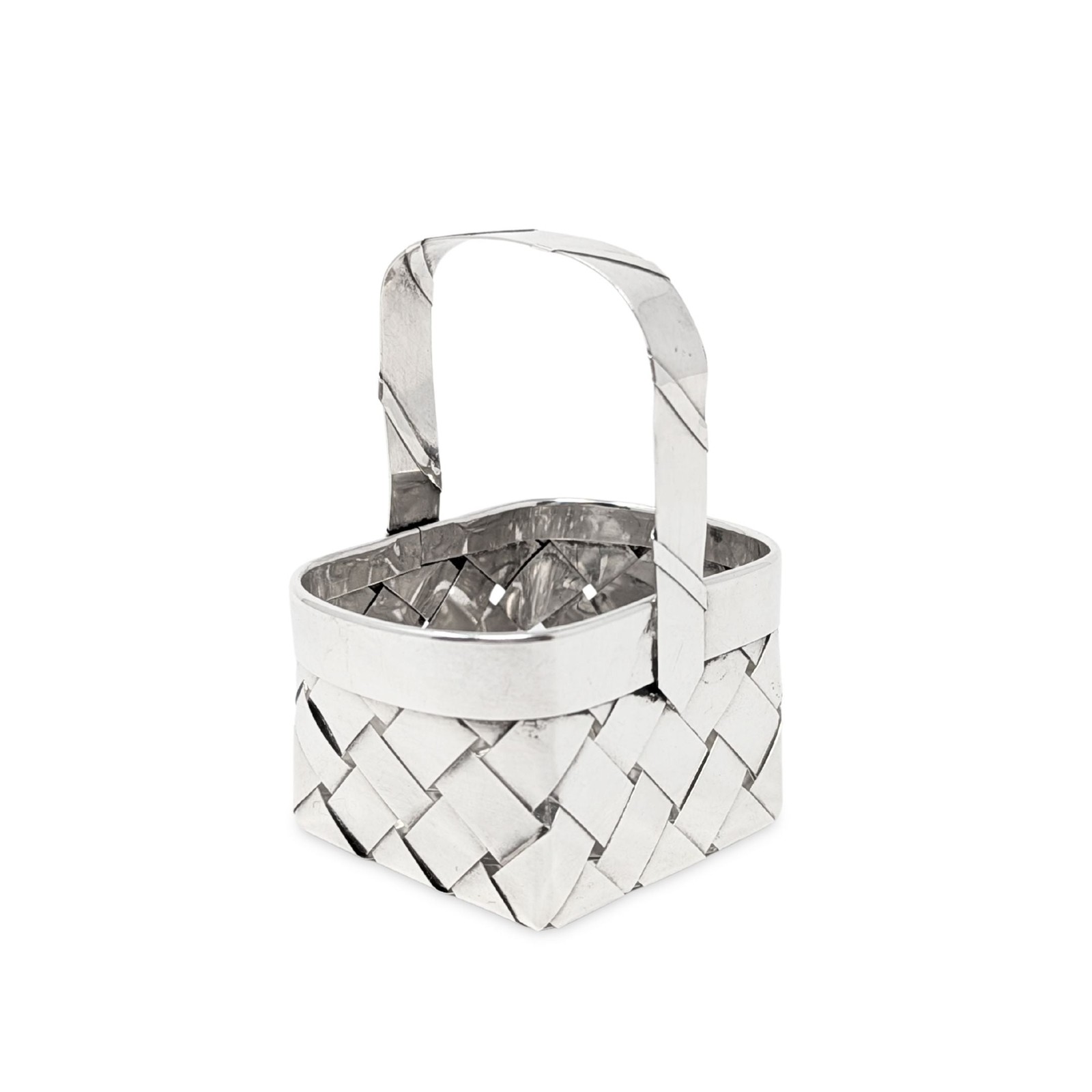 Vintage Sterling Handmade Woven 3” Basket