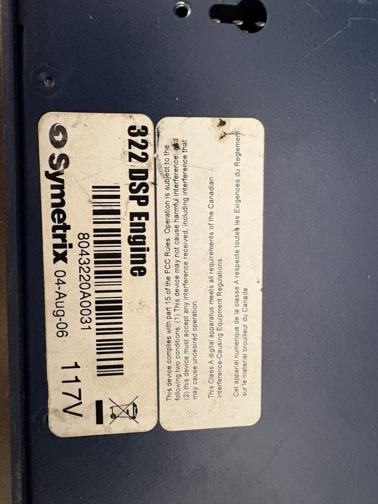 Symetrix 322 DSP Engine Audio Processor Untested