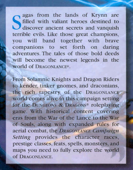 DRAGONLANCE CAMPAIGN SETTING VF! Dungeons Dragons Guide Book Players Master D&D