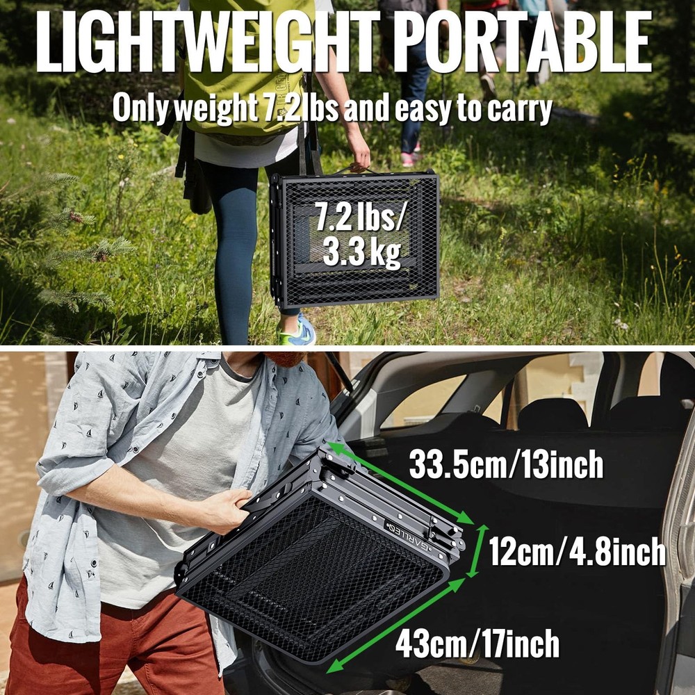 Folding Grill Table Max Capacity 66lbs, 3 Adjustable Height Portable Folding ...