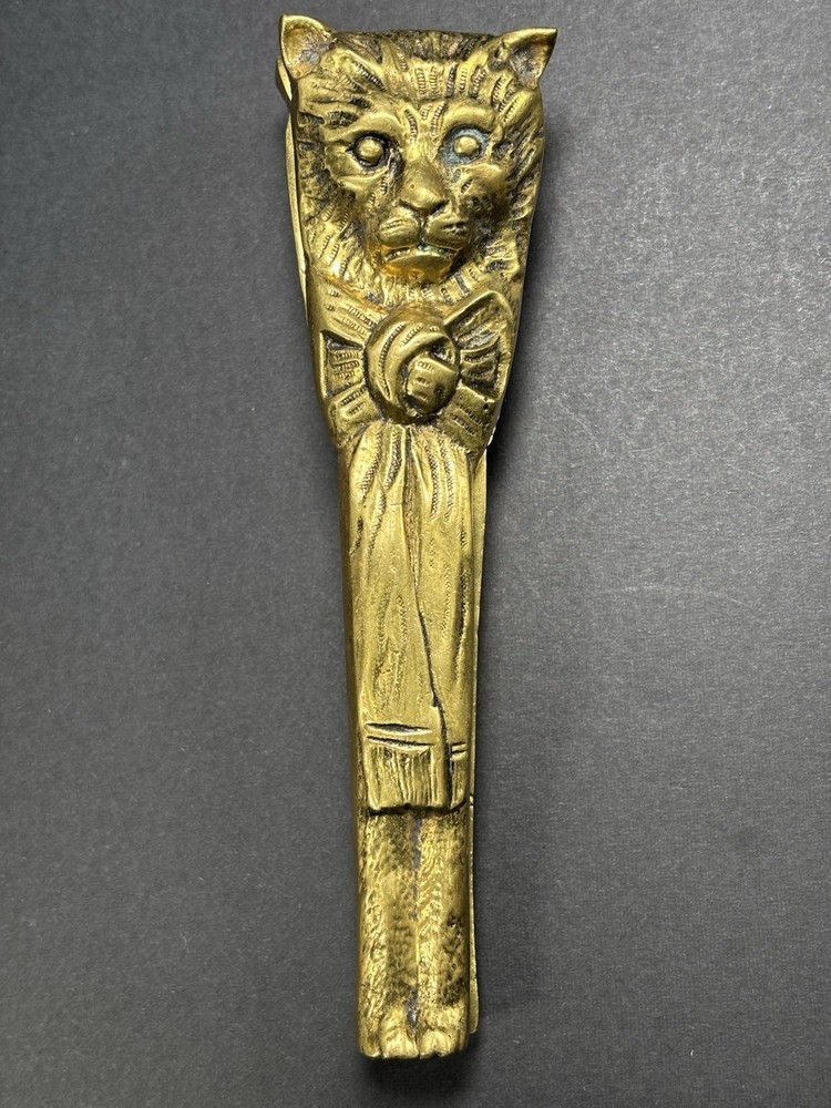 Vintage Solid Brass "Cat Wearing a Bow" Nutcracker 5.5 Inches Cat Lover Heavy