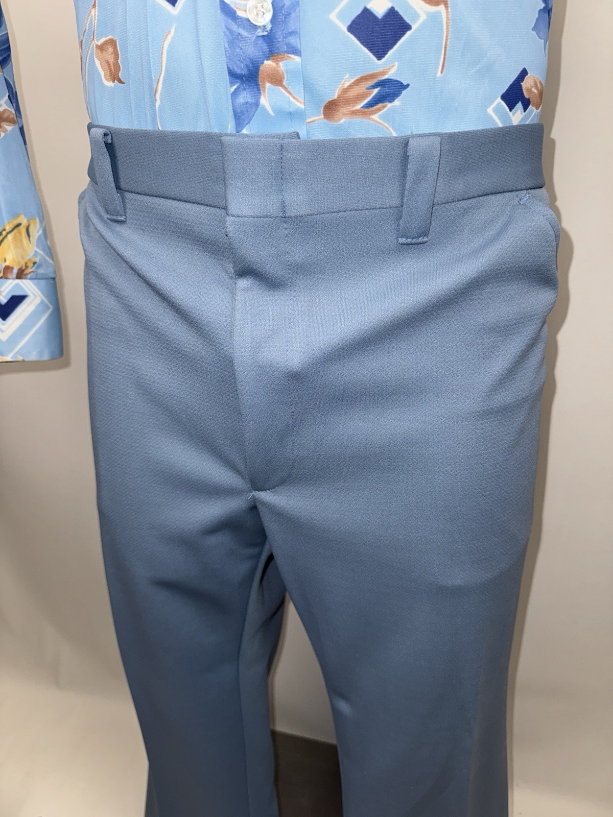 Haband Disco Pants Mens 40 28 Blue Polyester Leisure Suit Disco Mod Vtg 60s 70s