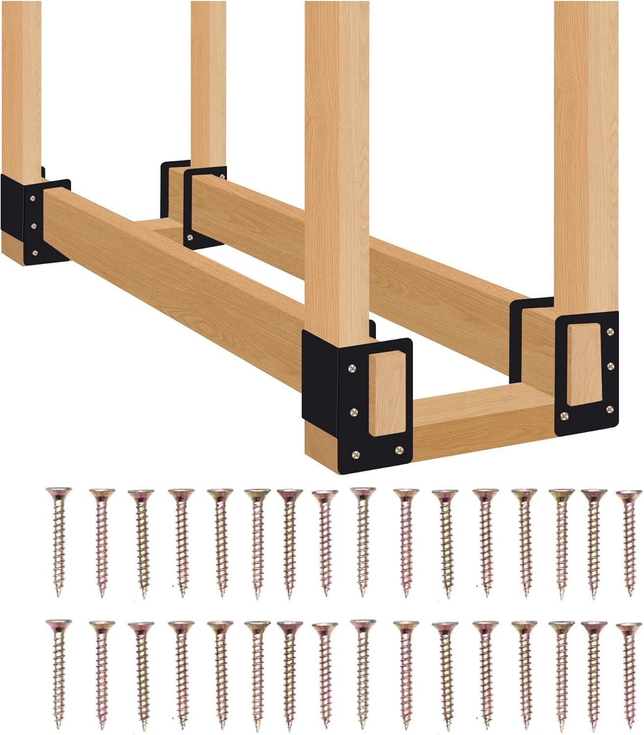 4 Pack Firewood Log Storage Rack Bracket,Indoor Outdoor Adjustable Heavy Duty