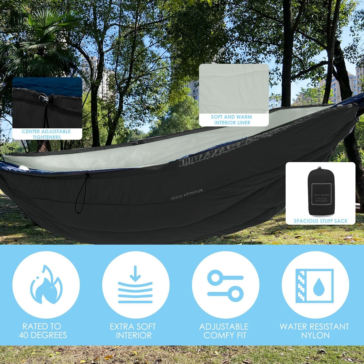 Outdoor Ultralight Camping Hammock Under Quilt Winter Thermal Blanket Underquilt