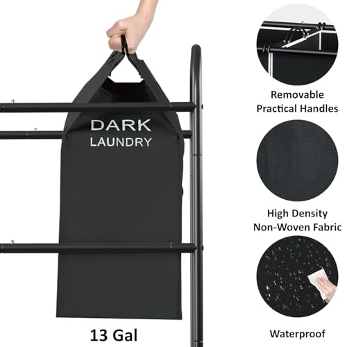 5-Section Laundry Sorter Cart, Large Laundry Hamper with Lockable Rolling Black