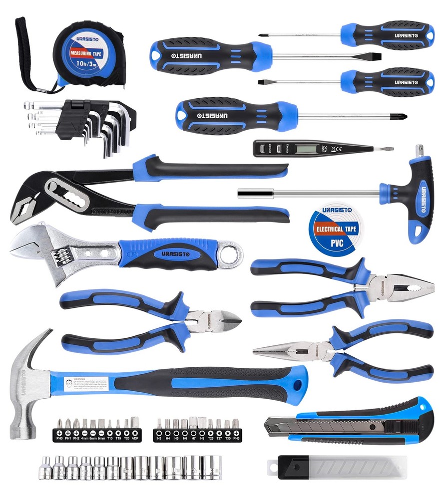 62 Piece Tools Set, General Household Tool Kit with Storage Toolbox, Basic To...