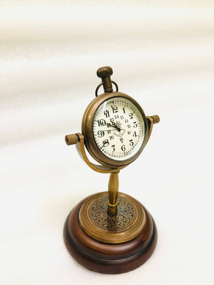 Personalized 6" Brass Engraved Table Clock, Classic Victorian Desk Clock