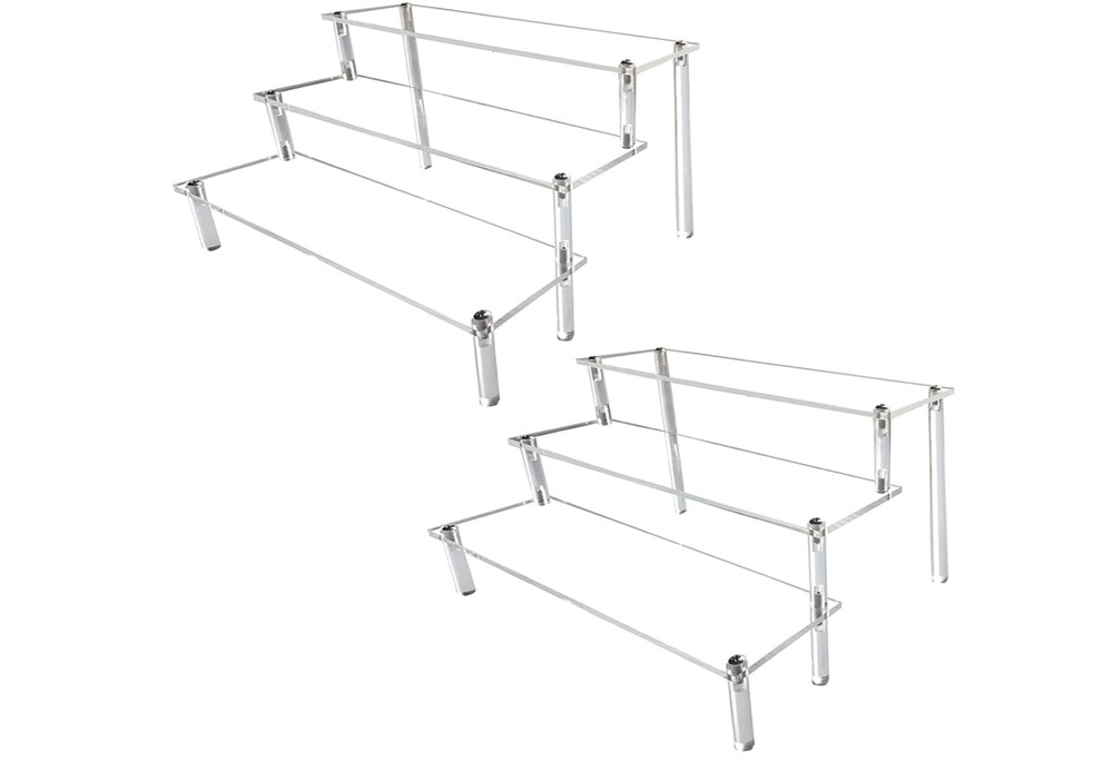 Acrylic Riser,2 Pcs Clear Display Risers Stand Cologne Organizer Acrylic Shelves