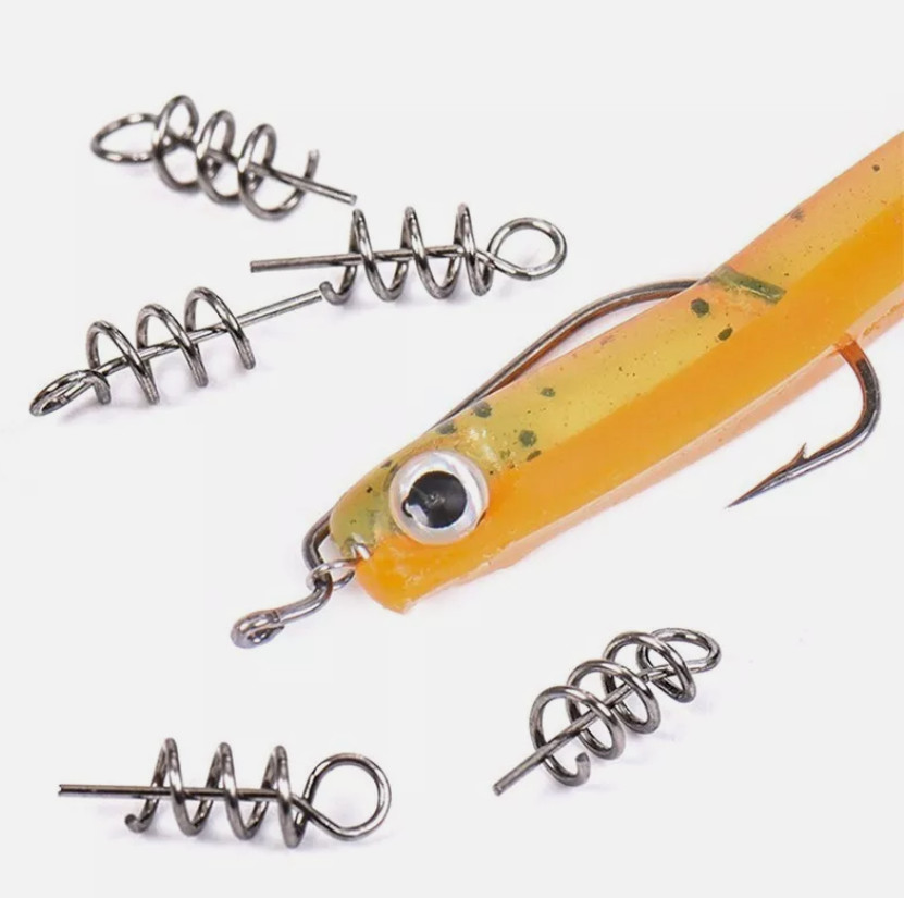100pcs Worm Fish Hook Centering Pin Latch Needle Spring Crank Fishing Snap Lock