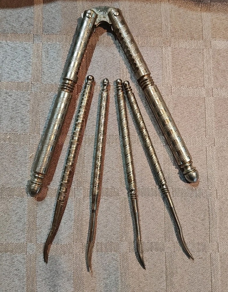 Vintage Metal Nutcracker Lobster Shell Crab Cracker Hand Held With 4 Picks