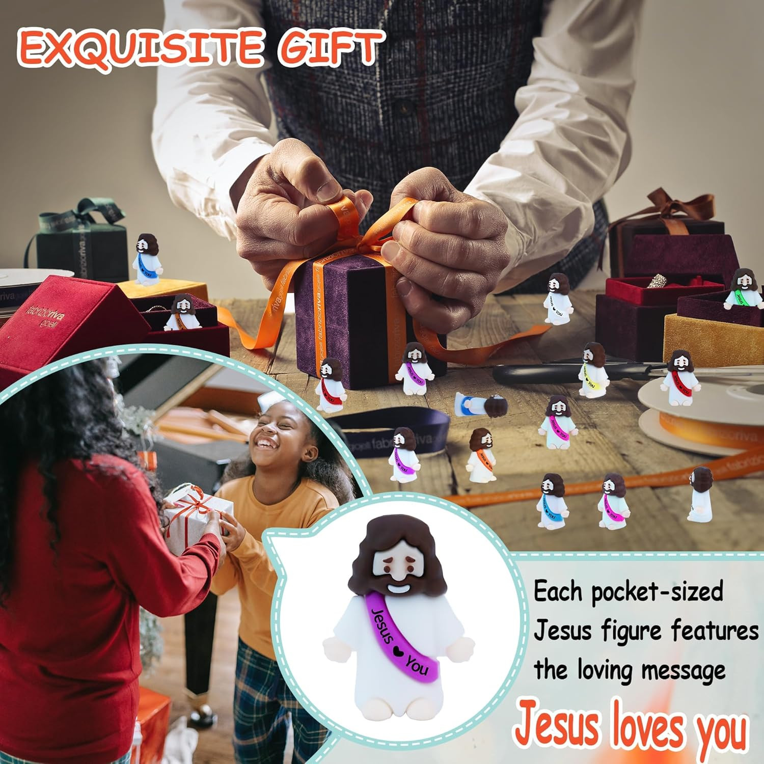 32Pcs Little Jesus Figures Bulk Mini Jesus Love You Figurines Tiny Small Rubber