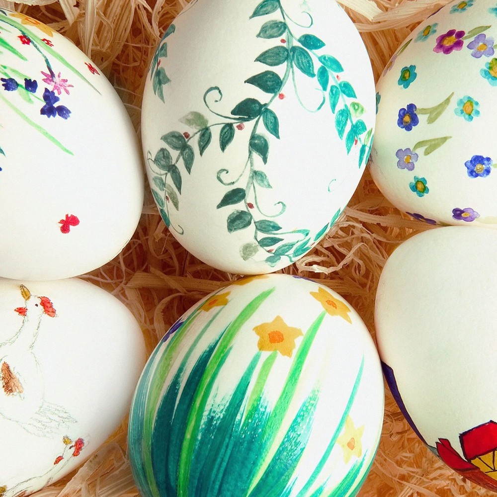 2 Pcs Solid Foams Painting Eggs Easter Decors For Kid Festival Crafts