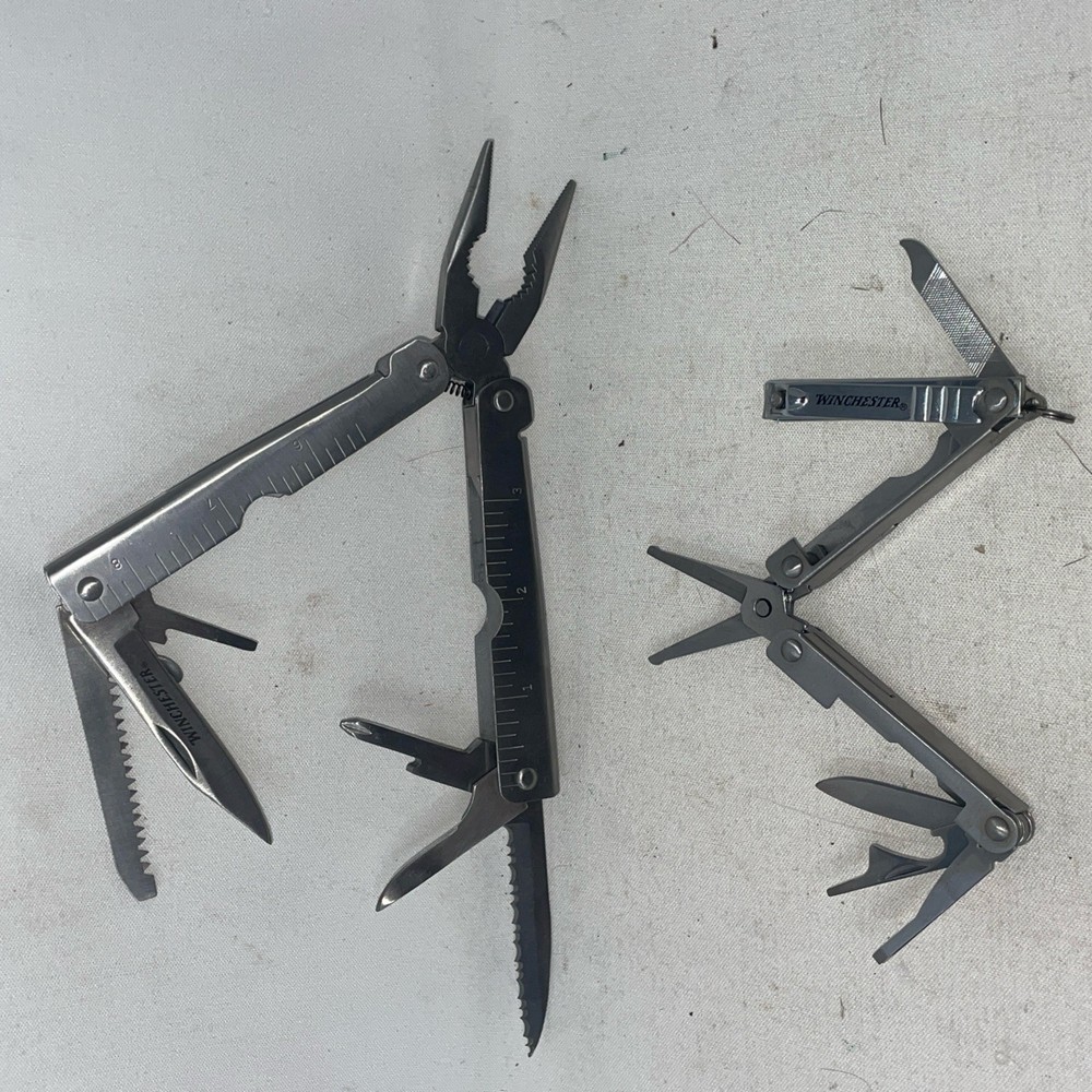 Matching Pair Winchester WinFrame Multi Tool Lot Spring Loaded Pliers, Driver