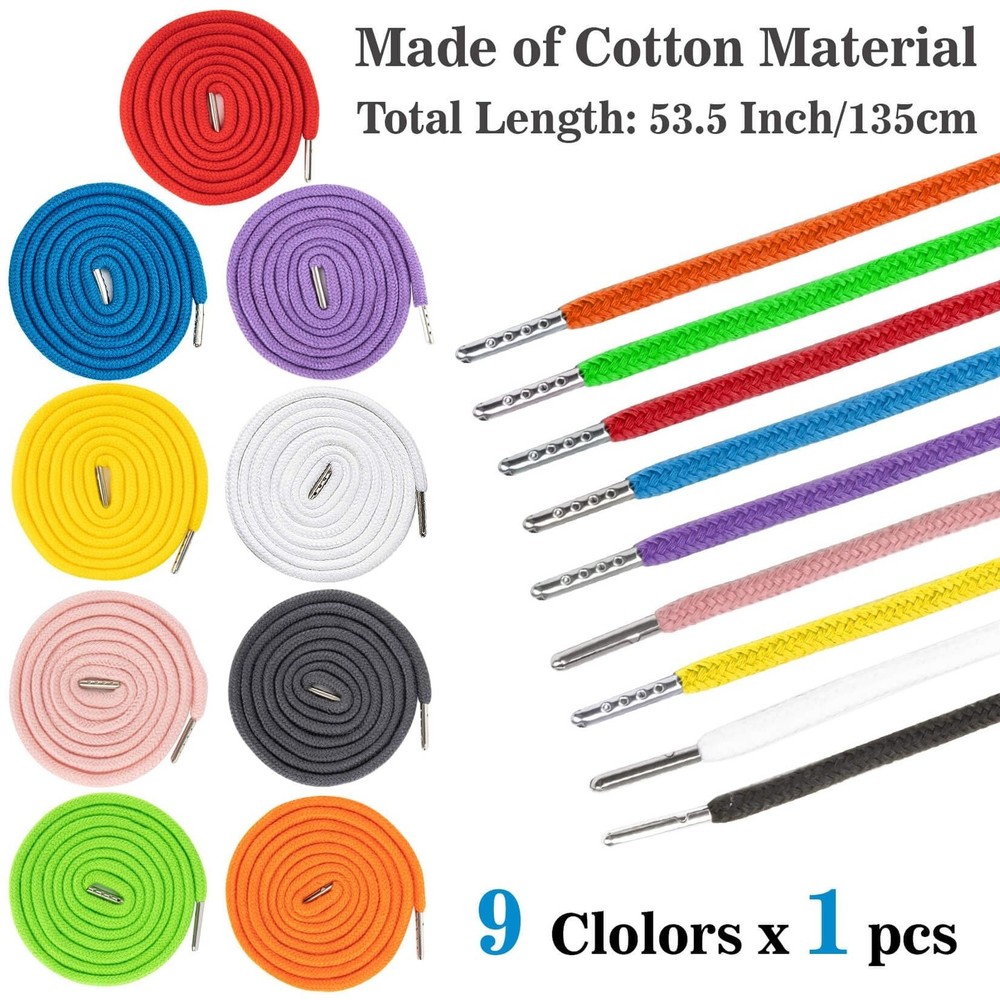9PCS Drawstring Replacement 53" Cord Hoodie Strings with Threader Tool NEW