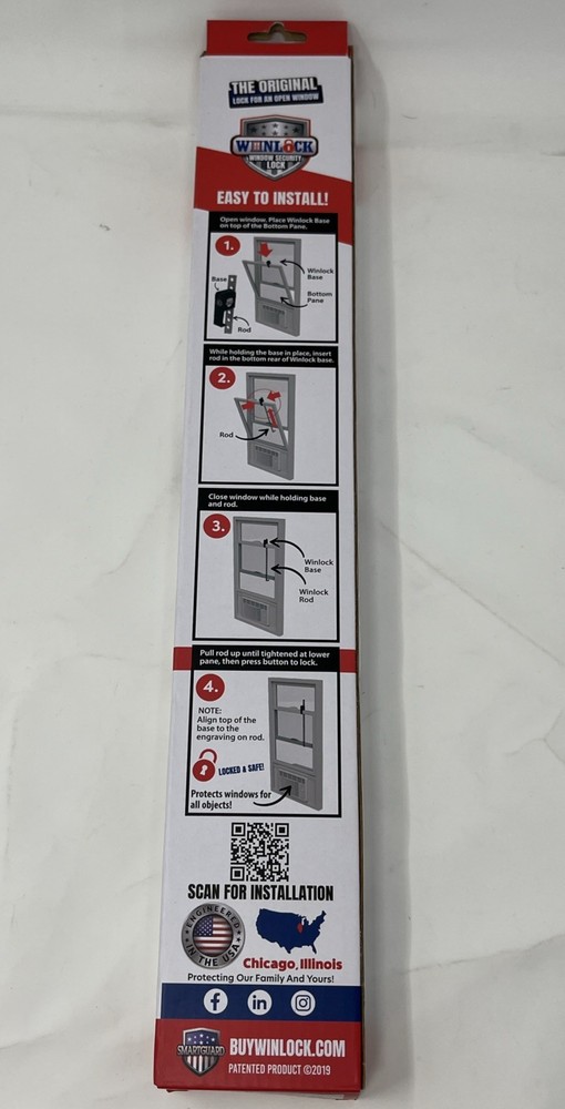 Smart Guard WL18SECURITY Winlock Window Security Lock, 18" Bar - White - Qty 1