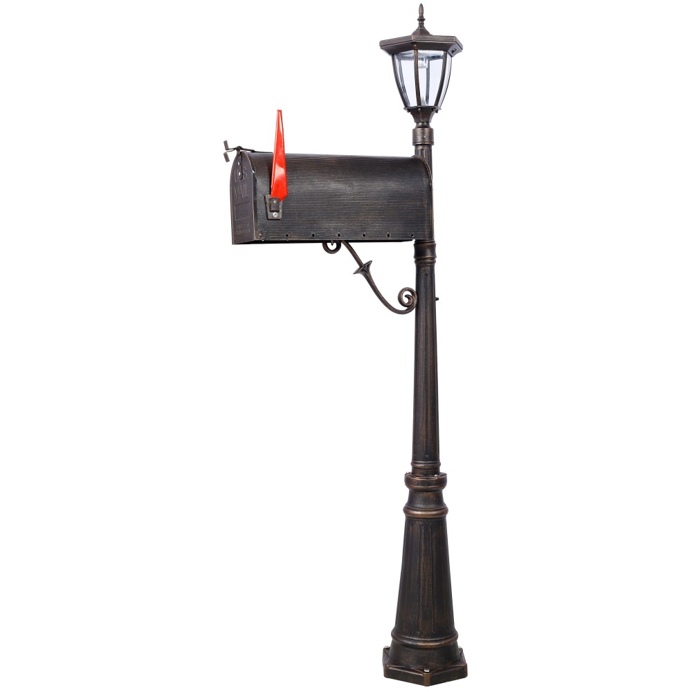 Curbside Mailbox Post Light Combination Kit Stratford Mail Box Cast Aluminum