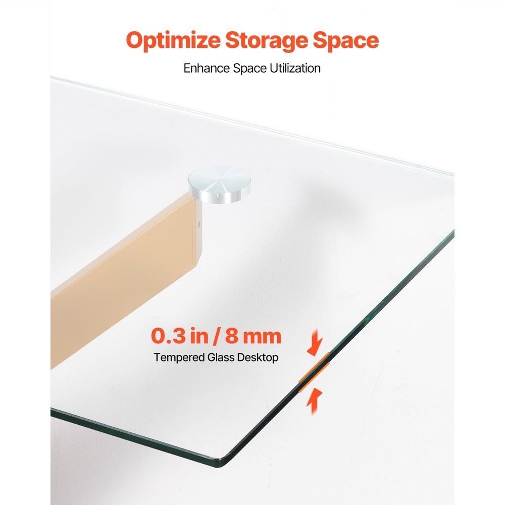 Modern Glass Coffee Table Rectangular Sofa Side Table W/ Tempered Glass Top &