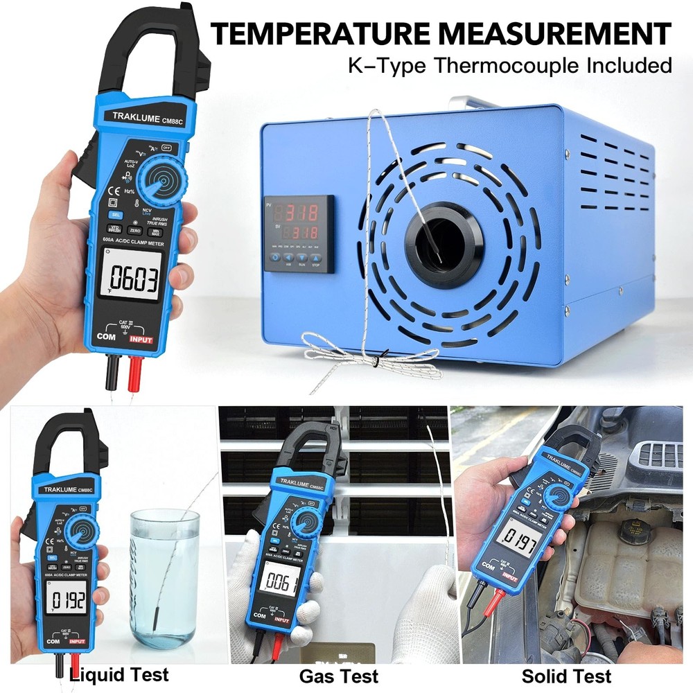 Clamp Meter Multimeter 6000 Counts Amp Meter Clamp AC/DC Current & Voltage Am...