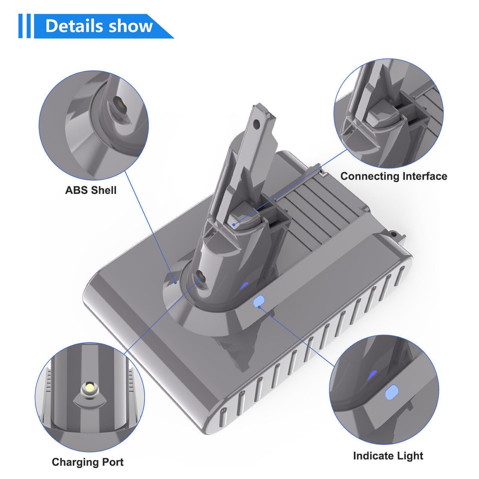 9.5AH For Dyson V7 21.6V High Capacity Battery V7 Animal Replacement Battery