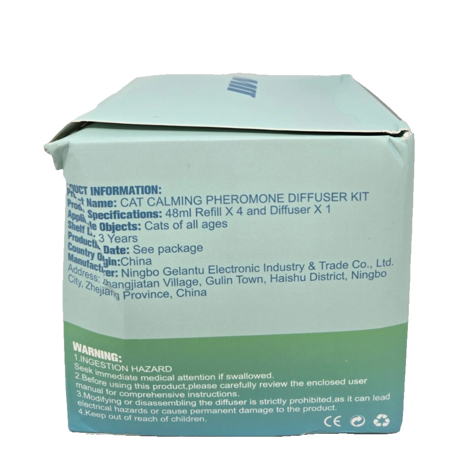 JJW Cat Calming Pheromone Diffuser Kit, (Diffuser x1, 48ml Refills x4)