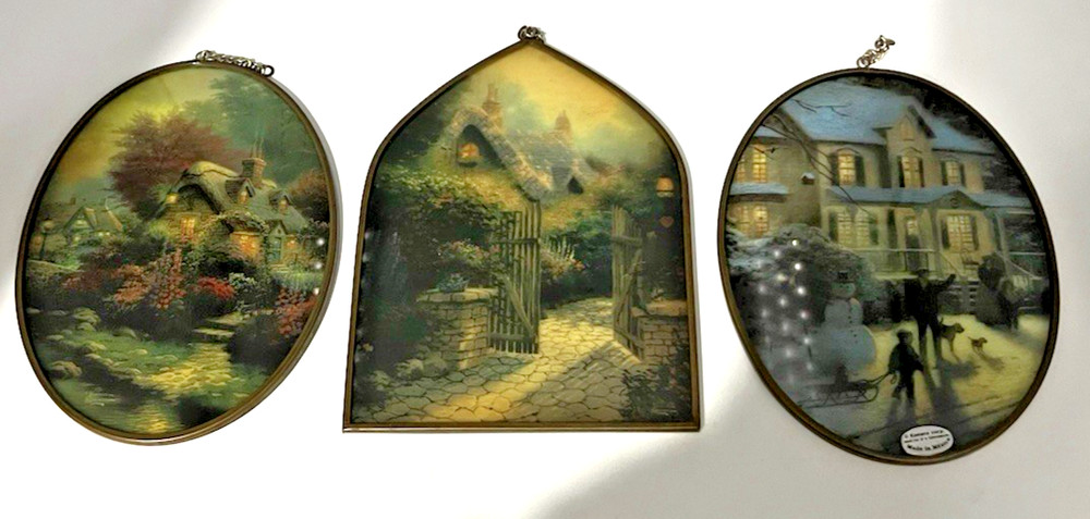 3 Different Thomas Kinkade Glass Suncatcher