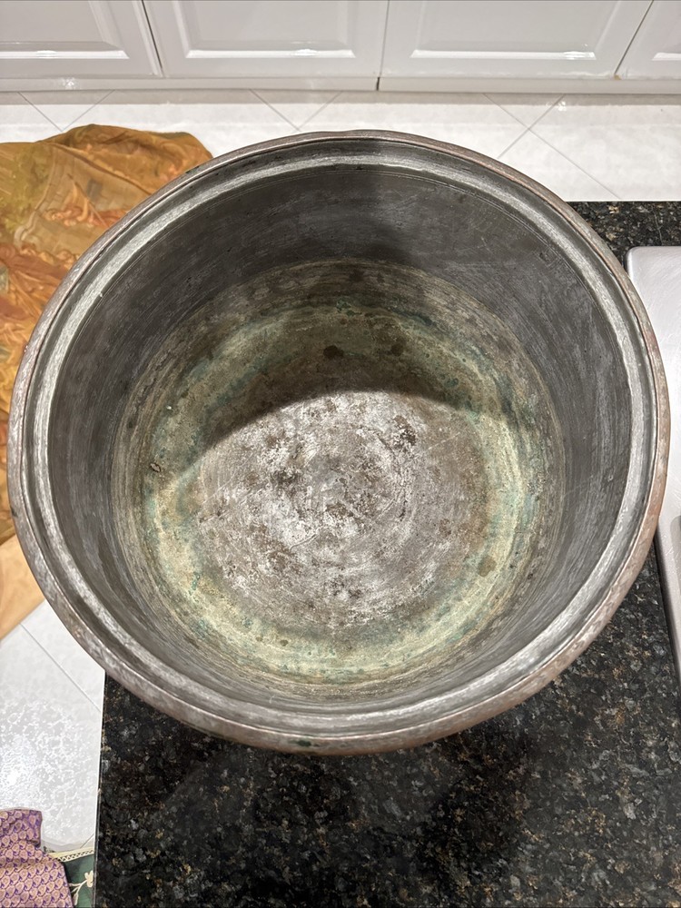 Vintage Middle Eastern Handmade Engraved Copper Pot Vessel
