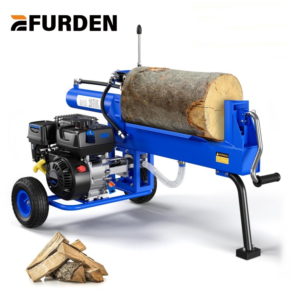 EFURDEN Log Splitter Portable 20 Ton Auto Return System Powerful 7HP Gas Engine