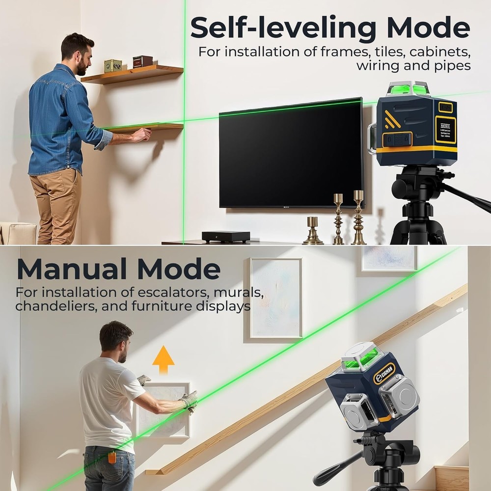 Rechargeable Green Laser Level Tool for Precise Alignment