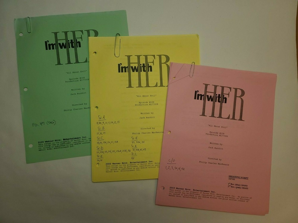 I'M WITH HER / Jack Burditt 2003 TV Script, Robert Englund "All About Evil"