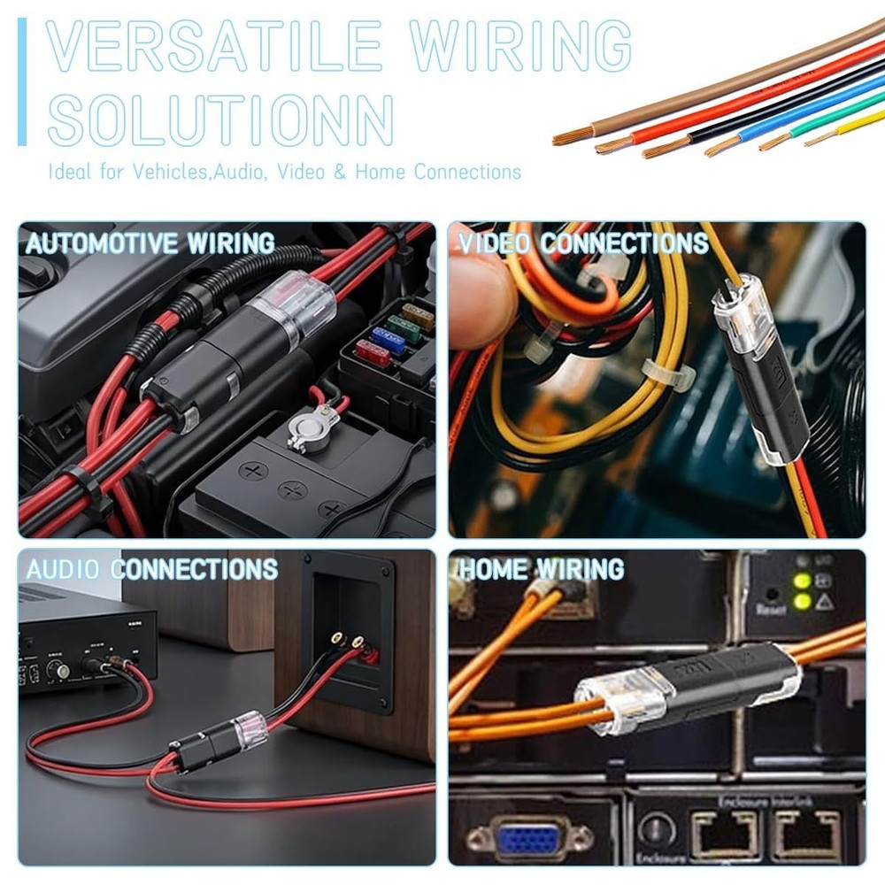 50pcs DoubleWire Plugin Connector with Locking Buckle, QuickClip Fasteners Mu...