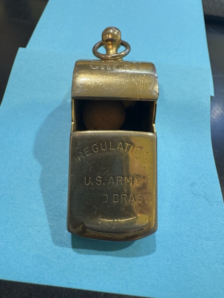 Regulation U.S. Army Brass Whistle WWII Militaria United States Original
