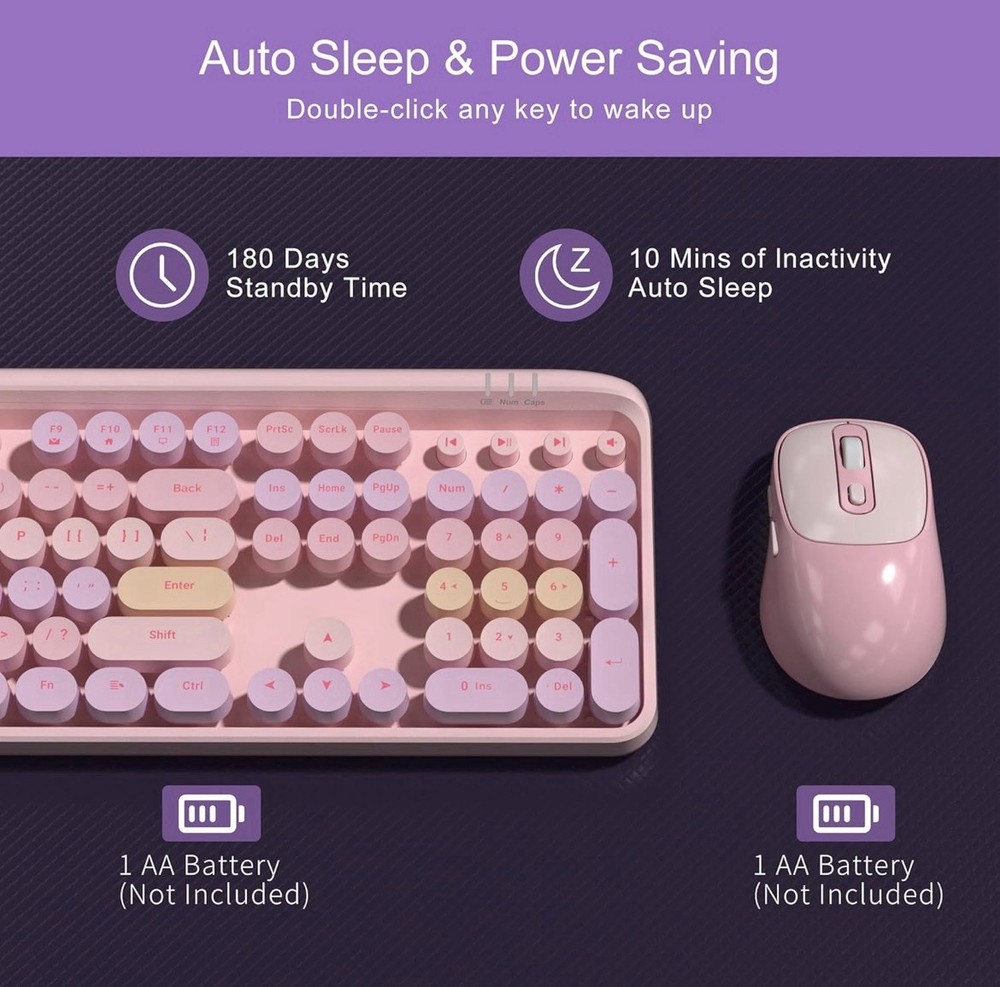 MageGee V920 Wireless Keyboard and Mouse Combo, 2.4G Full-Sized Retro Typewriter