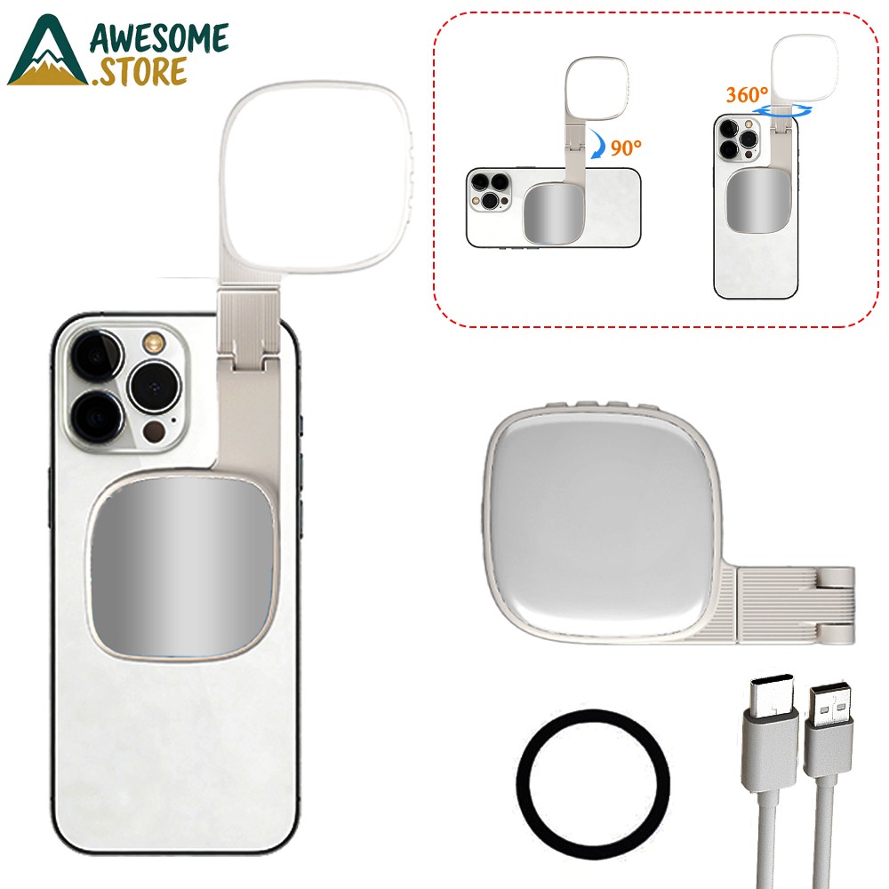 Magnetic Selfie Light Mirror Rechargeable Portable for Photography Vlog Makeup