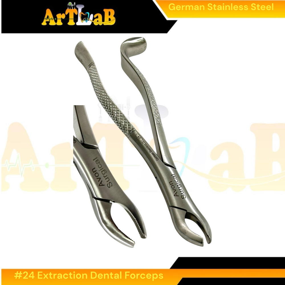 Maxillary Molar Extraction Forceps #24, Serrated, Hook Handle, 1st,2nd,3rd Molar