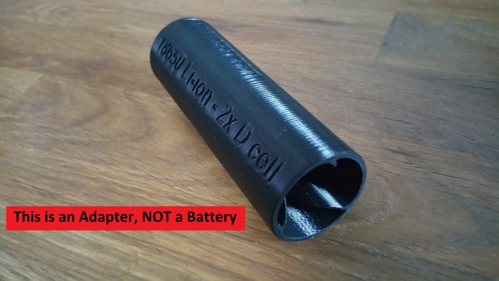 18650 Li-Ion to 2x D-Cell Flashlight ADAPTER - Conversion - Nerf Blaster