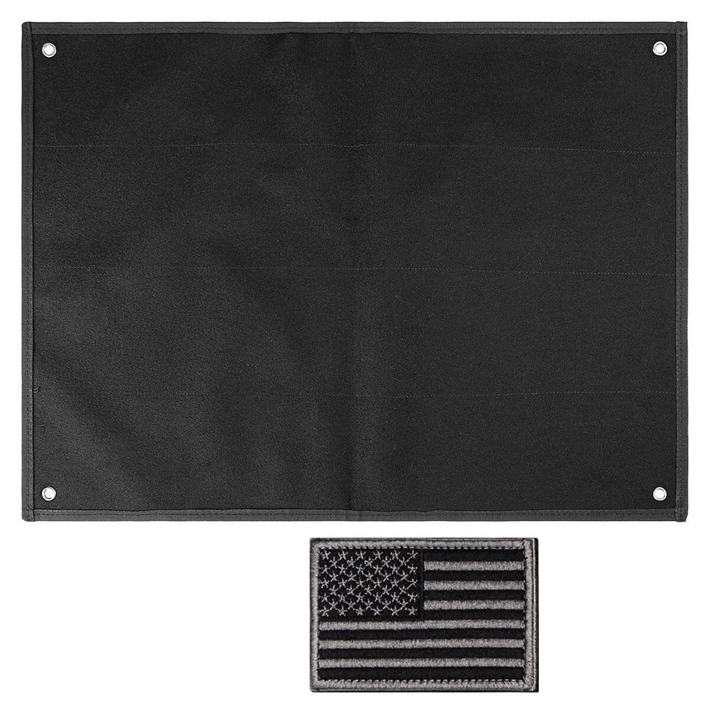 Tactical Patch Organizer 43x27.5in Black with Loop Surface Steel Ring Flag Patch