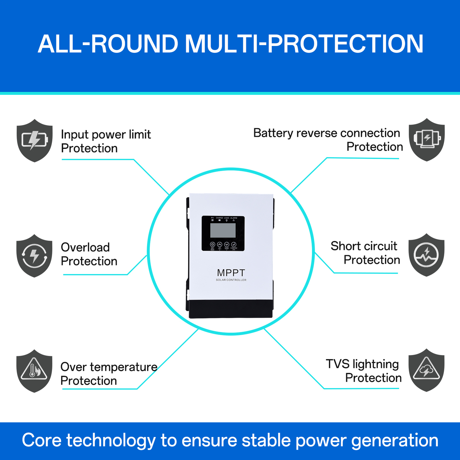 120A MPPT Solar Charge Controller 12V/24V/36V/48V/60V/72V/84V/96V For Solar