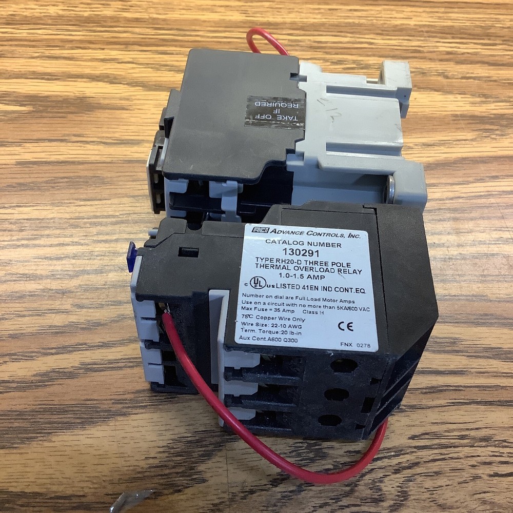 C09 RCI Advance Controls 130291 Type RH20-D Three Pole Thermal Overload Relay