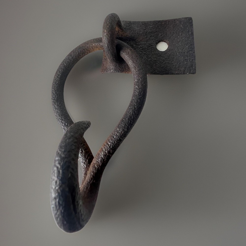 Antique Black Wrought Iron Ring Pull Hitching Ring