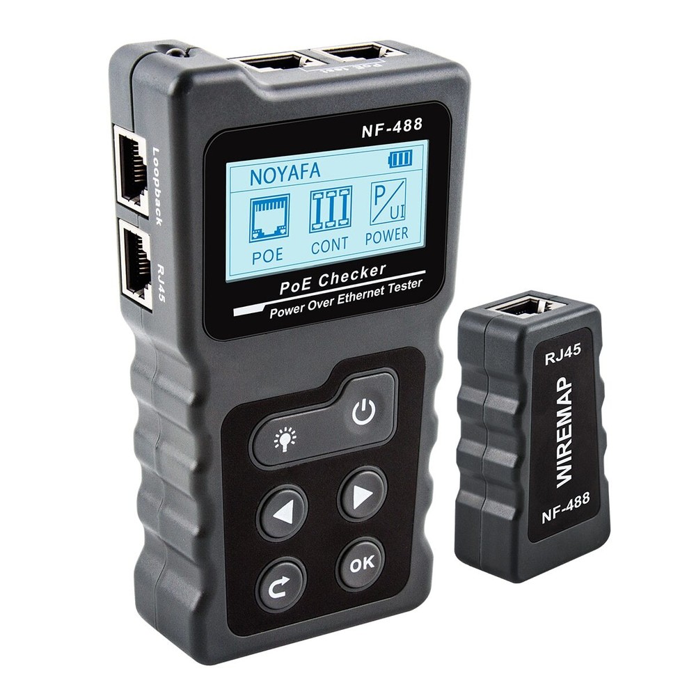 NF-488 LCD Network PoE Checker Ethernet Cable Tester Cat5/6 LAN Loop Test Tool