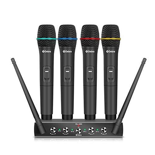 Debra Audio Pro UHF 4 Channel Wireless Microphone System with 4 Handheld (A)