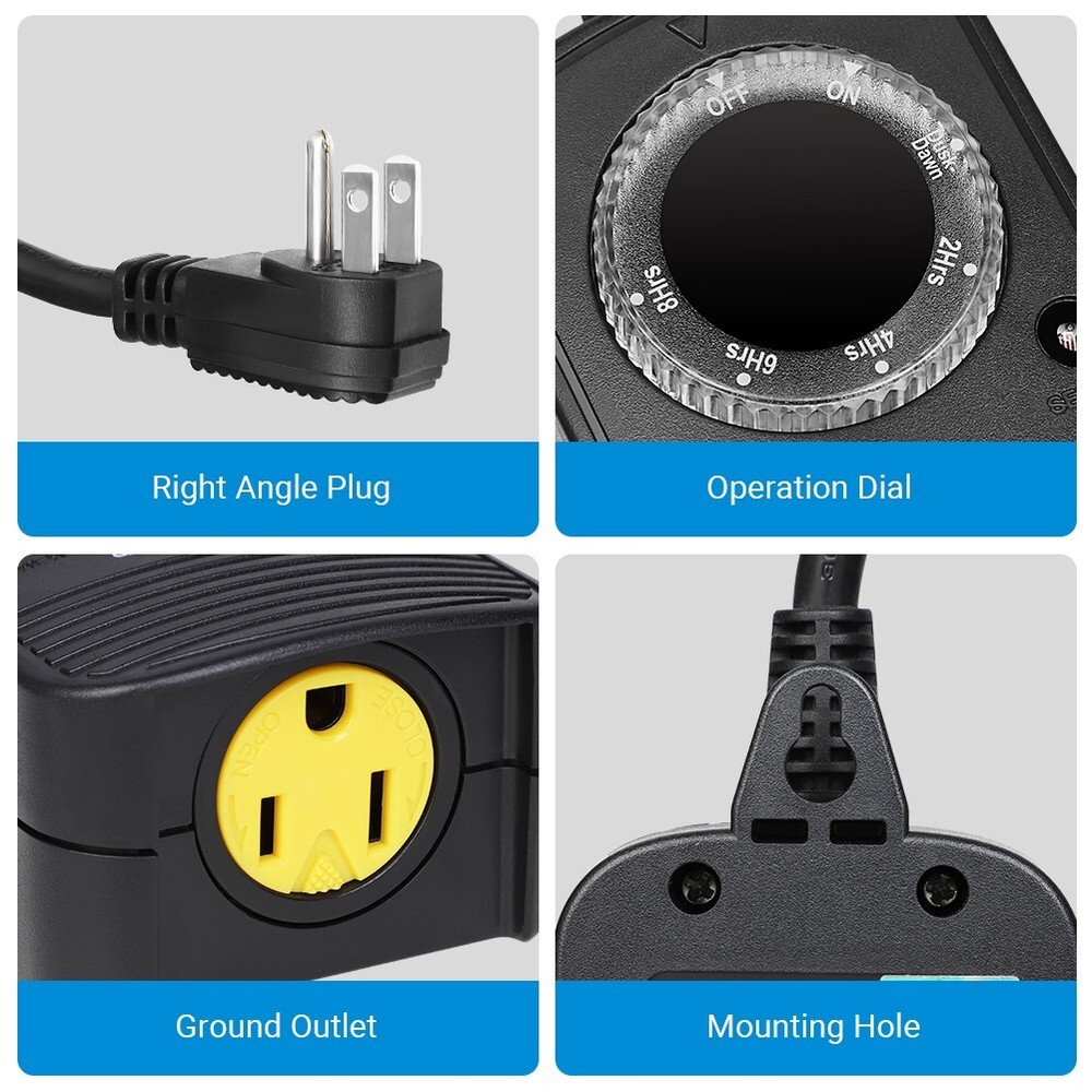 DEWENWILS 2 Pack Light Sensor Countdown Timer Outlets Plug in Outdoor Timer