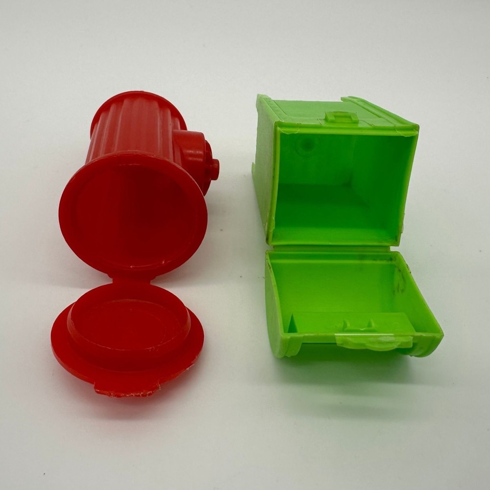 Vintage Miniature Candy Containers Fleer Fire Hydrant Post Box Plastic Dollhouse