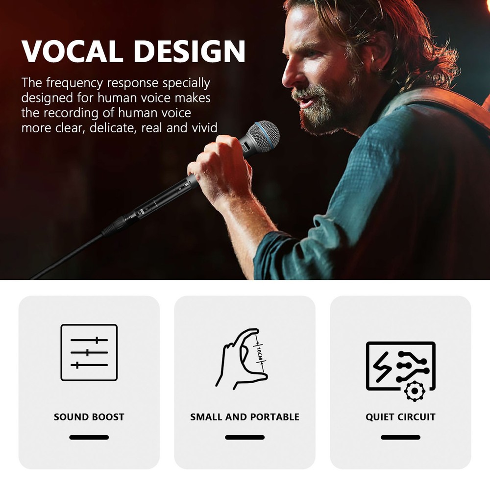 Black Inline Microphone Preamp Lossless Amplification Dynamic Active Inline WT