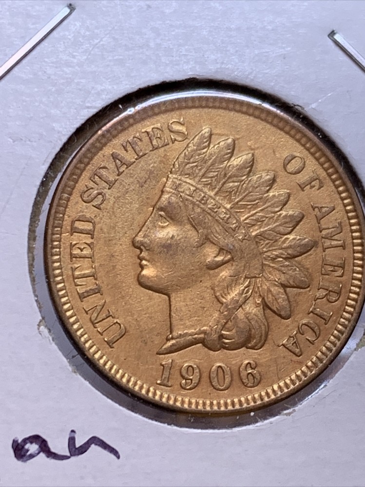 1906 INDIAN HEAD CENT ~ AU+ Condition RB ~ NICE DIE CLASHING!