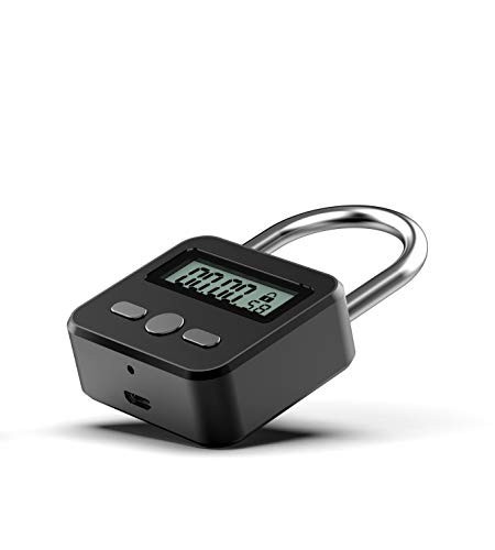 Electronic Metal Timer Lock - LCD Display Padlock, USB Rechargeable Security Loc