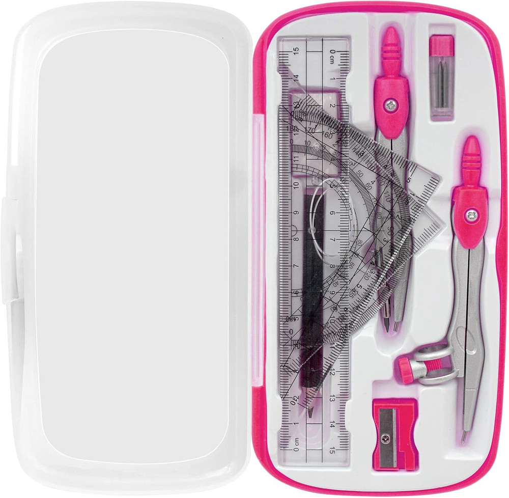 Maths Compasses Full Starter Geometry Kit with 2 Drafting Compasses Protractor 2